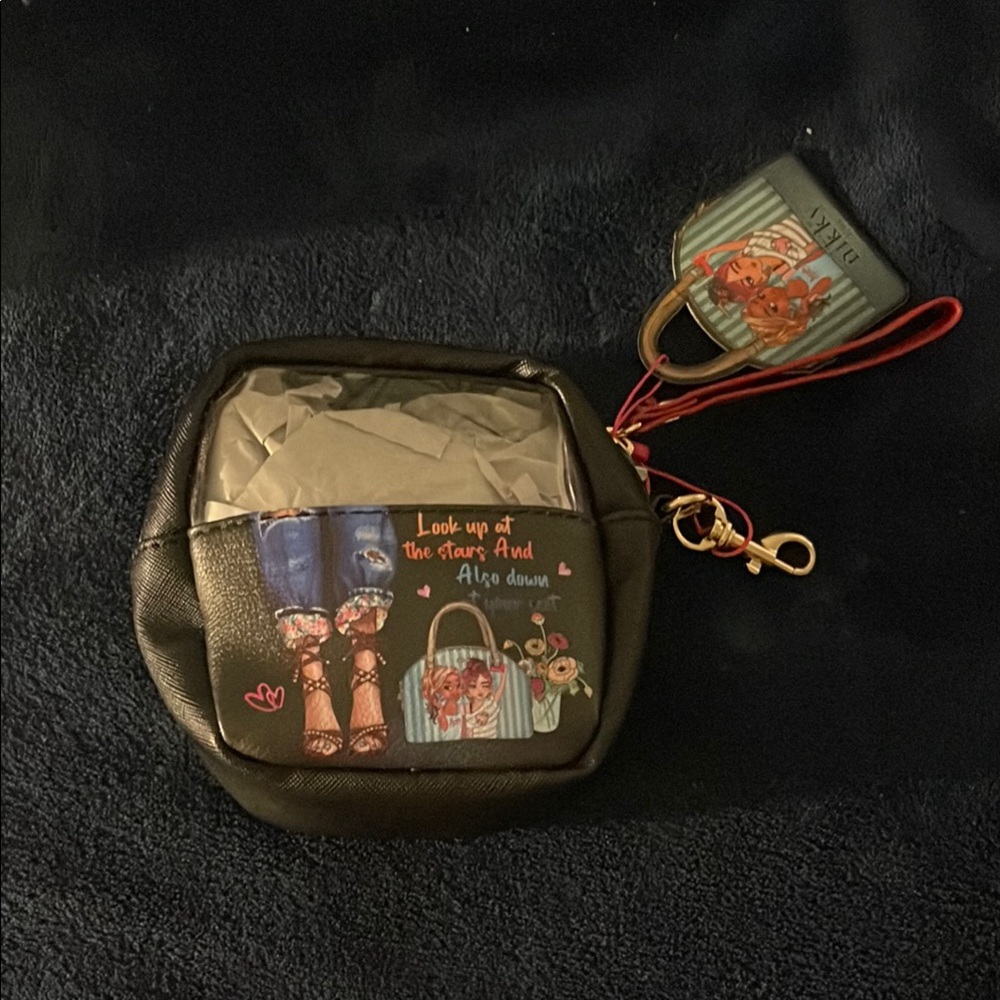 Black Pouch with Graphic Design by Nikki Lee
